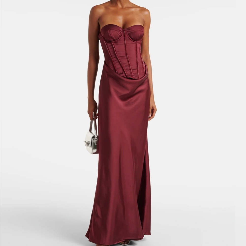 Elegant Burgundy Evening Gown NWT ROTATE size 36/6 US Corset Dress